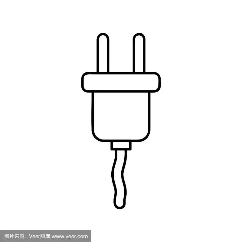 电插头图标在时尚的平面风格孤立的背景.