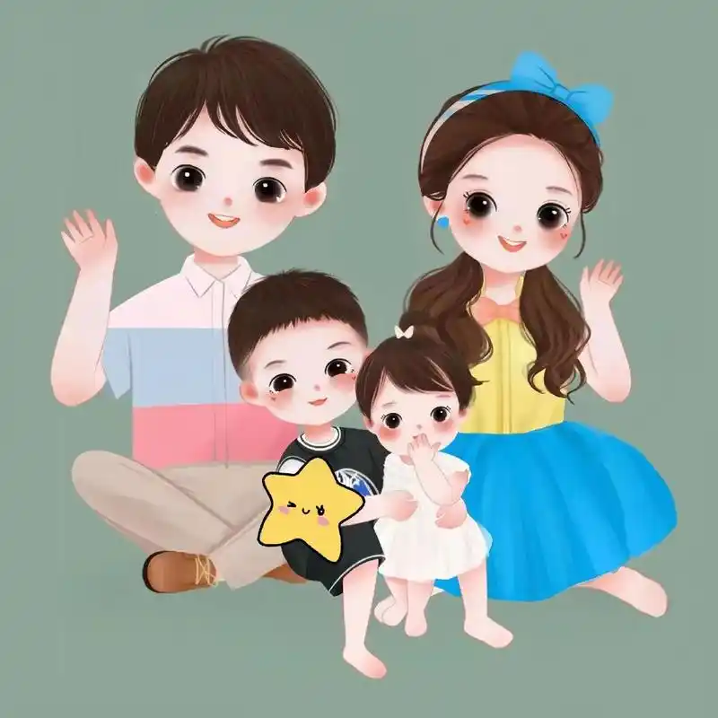 兄妹款一家四口亲子头像.#亲子头像 #四口之家 #一家四口亲 - 抖音