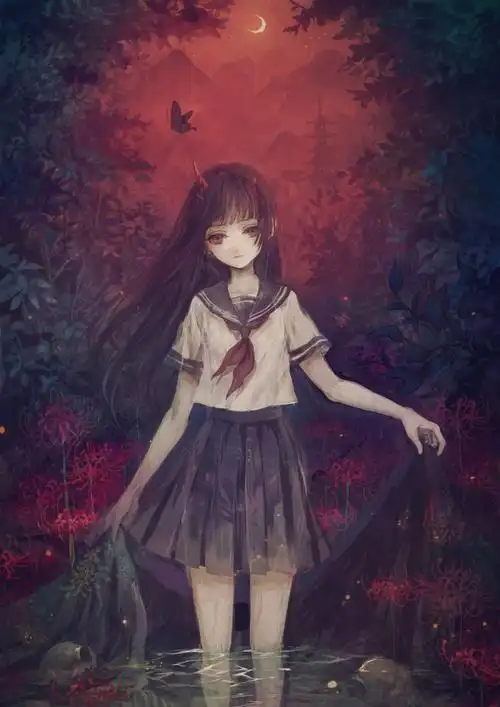 头上彼岸花女壁纸