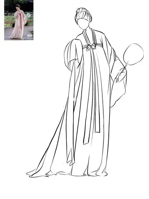 古风汉服人物小姐姐人体动态速写练习-23