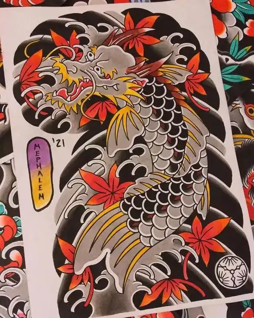 【半甲老传统】纹身手稿 日式老传统 越久越耐看的纹身风格