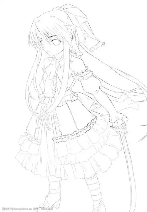 动漫人物线稿图片