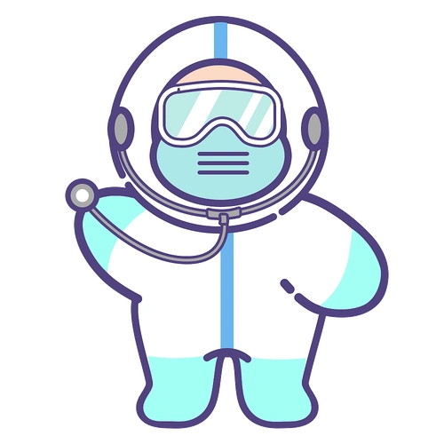 q版医护人员,卡通形象,防护服卡通形象|插画|创作习作|z34356409