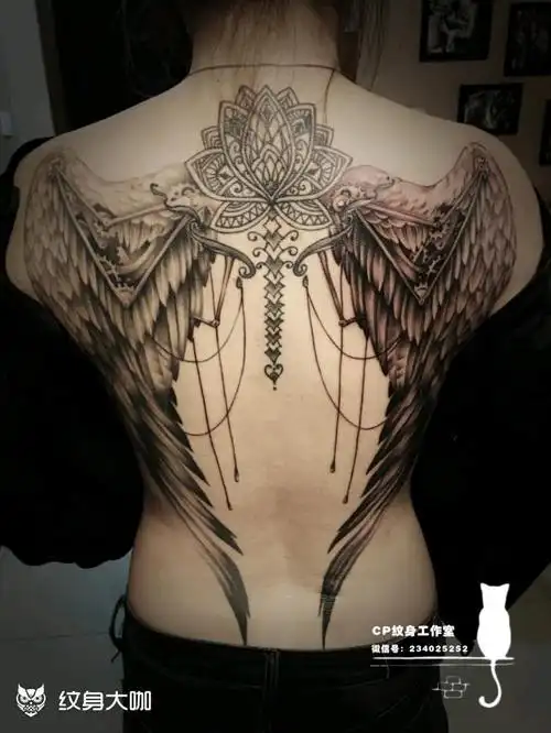 翅膀_纹身图案手稿图片_大明的纹身作品集