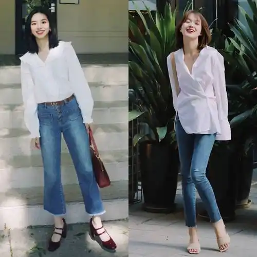 原创白衬衫牛仔裤的优势解读日常通勤两手抓