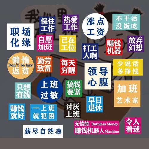 吐槽工作幽默趣味手账贴纸打工干饭人谐音梗励志语录手机贴搞笑贴
