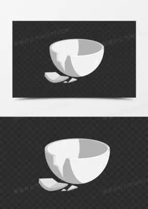 卡通破碎的碗手绘元素