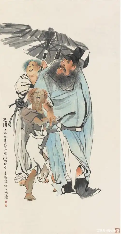 捉鬼钟馗须眉如戟叱妖魔任伯年钟馗系列