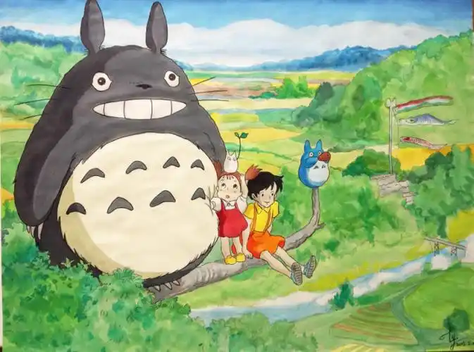 龙猫 手绘 水粉 动漫 宫崎骏