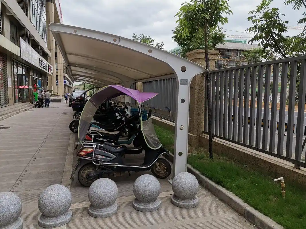 小区电动车车棚效果图|小区两轮电瓶车充电车棚定做图片