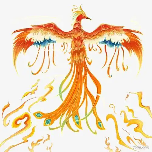 国潮浴火重生的凤凰png素材透明免抠图片-动植人物-三元素3png.com