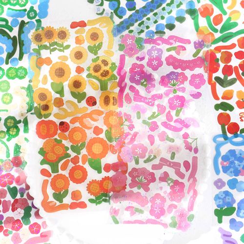 me闪闪亮片pet贴纸 花语 创意花朵彩带手账装饰拼贴画素材