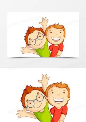 卡通两个小男孩