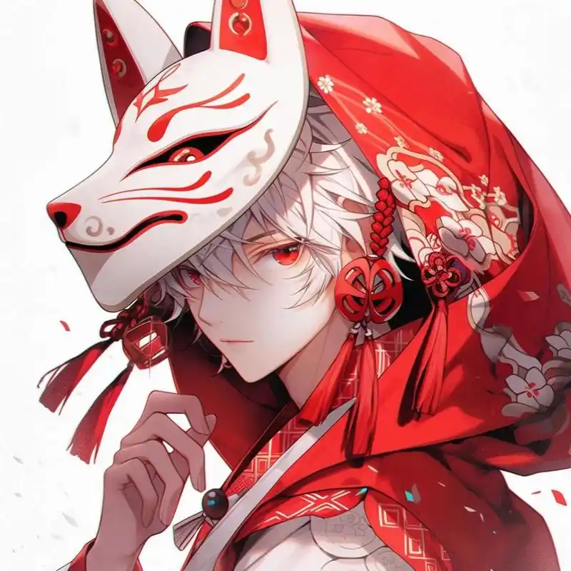 狐狸面具男生头像~      与狐狸面具少女同款红白配色扭蛋.