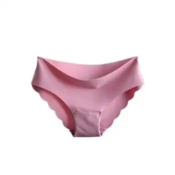 春季新款 无痕冰丝一片式低腰性感档女士三角裤内裤 藕色 m