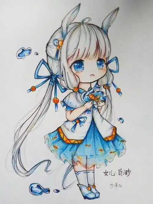 动漫,针管笔 马克笔/彩铅/水彩,码来练水彩q版漫画水彩q版漫画教程