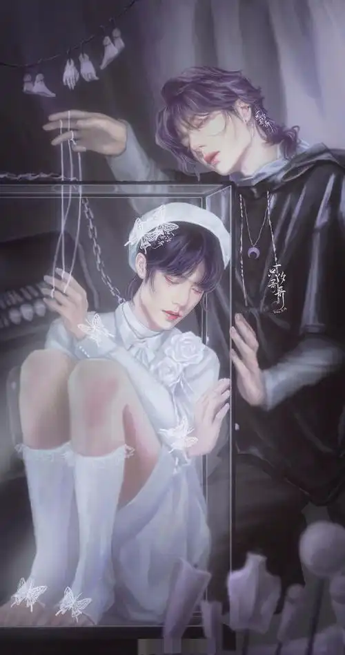 原创博君一肖又找糖磕制作王一博肖战漫画肖战穿吊带红裙妖娆妩媚