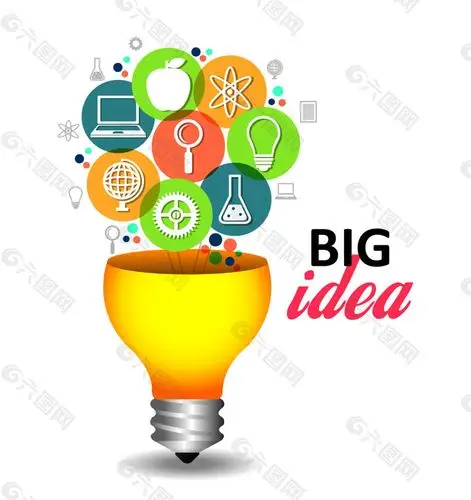 卡通灯泡创意思维矢量素材