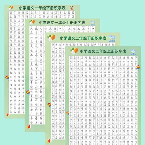 jsgd一年级识字表300字 一二年级识字表挂图儿童小学生上下册生字表认