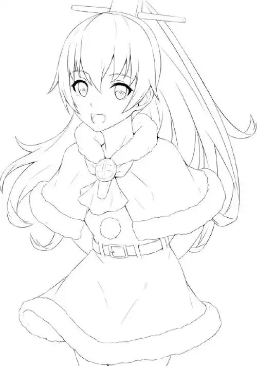 【黑白线稿】动漫人物线稿,女生漫画线稿