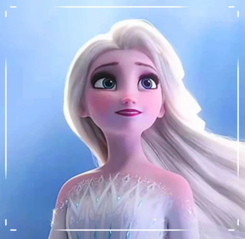 在原图中艾莎穿着一套雪白的纱裙,白色的头发在空中飘舞,浑身上下都