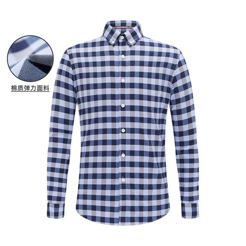 意大利小帆船 春季经典格纹休闲男士长袖格子衬衫