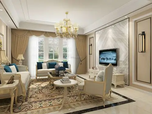 重庆恒大华府欧式风格125平米装修效果图案例