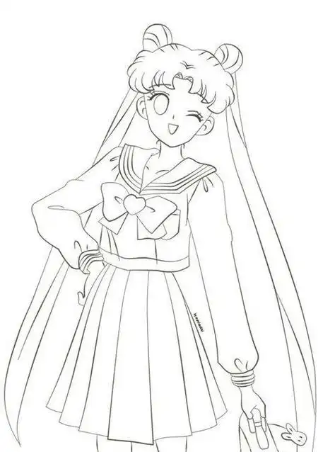 漂亮的水冰月美少女战士简笔画图片教大家画二次元少女 动漫小女孩简