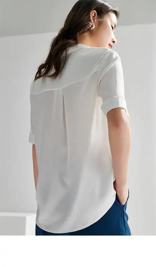 ugoccam万搭不厌仿真丝不过时经典白色衬衫女衬衣白m