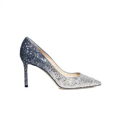 jimmychoo周仰杰高跟鞋romy85尖头璀璨渐变婚礼水晶鞋婚鞋单鞋