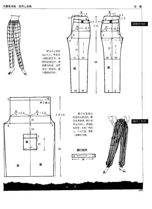 各种休闲裤子的剪裁图