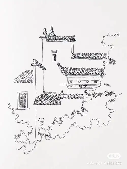 这个是第二次画这种徽派建筑了