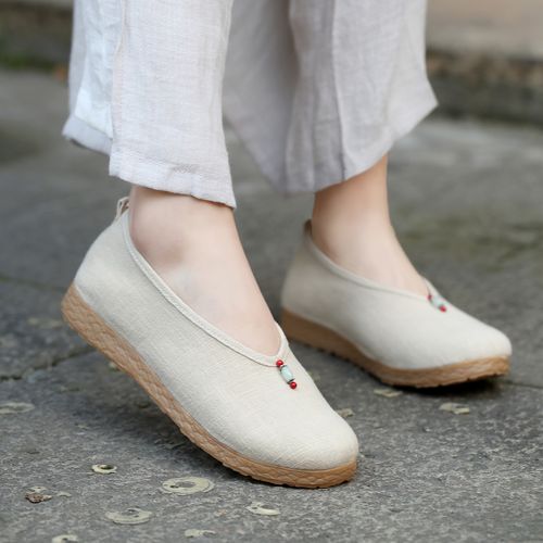 老北京布鞋春夏复古民族风防滑透气平底妈妈鞋软布鞋