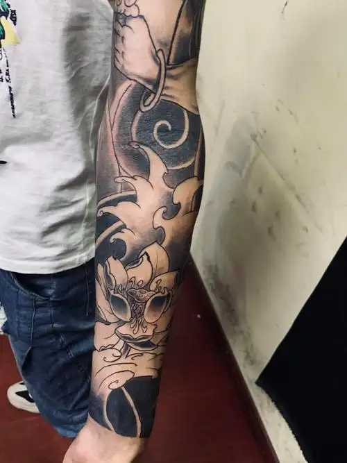 花臂浪花_纹身图案手稿图片_拾叁—tattoo的纹身作品集