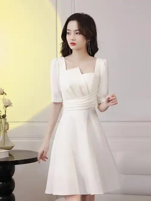 小个子晚礼服女2021新款白色短款仙气质名媛生日宴会裙子平时可新