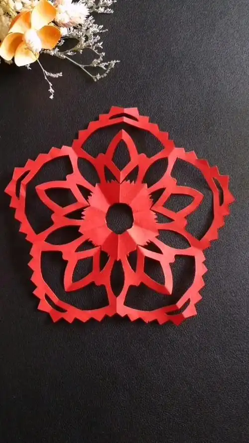 剪纸#简单易学的五角窗花剪纸