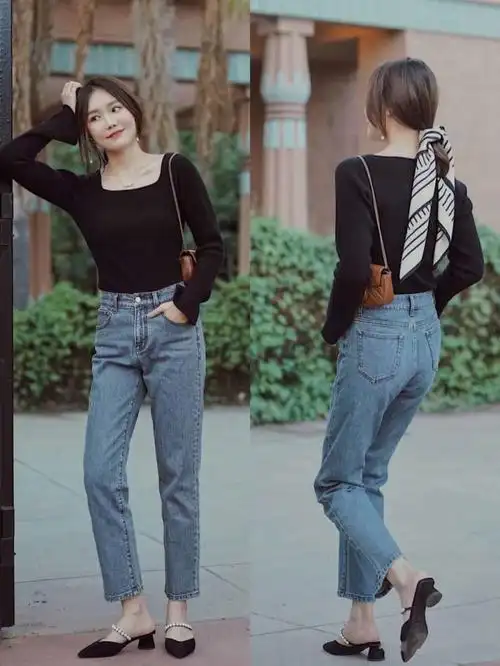 蓝色牛仔裤的n种搭配,每一种都优雅时尚又减龄,闭眼入手不出错