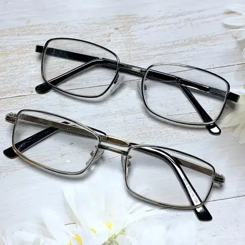 新款时尚高清天然水晶老花镜金属全框老视镜男女复古镜框现货批发