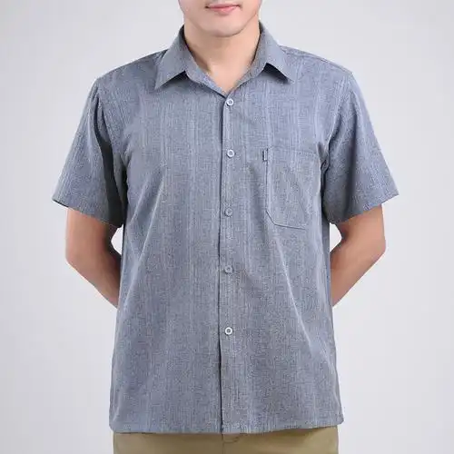 夏季薄款中老年男士短袖衬衫中年男装50爷爷夏装宽松60岁70爸爸上