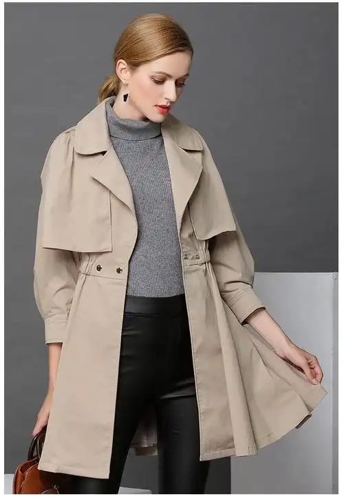实拍春秋新款风衣女中长款收腰显瘦气质淑女外套英伦风女装