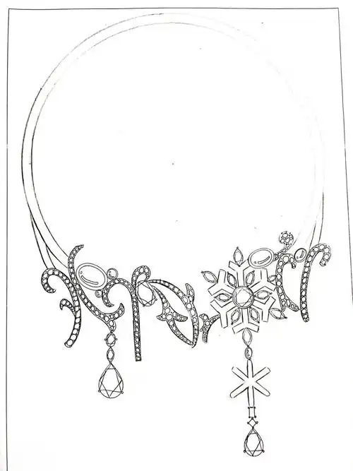 珠宝手绘临摹项链套链