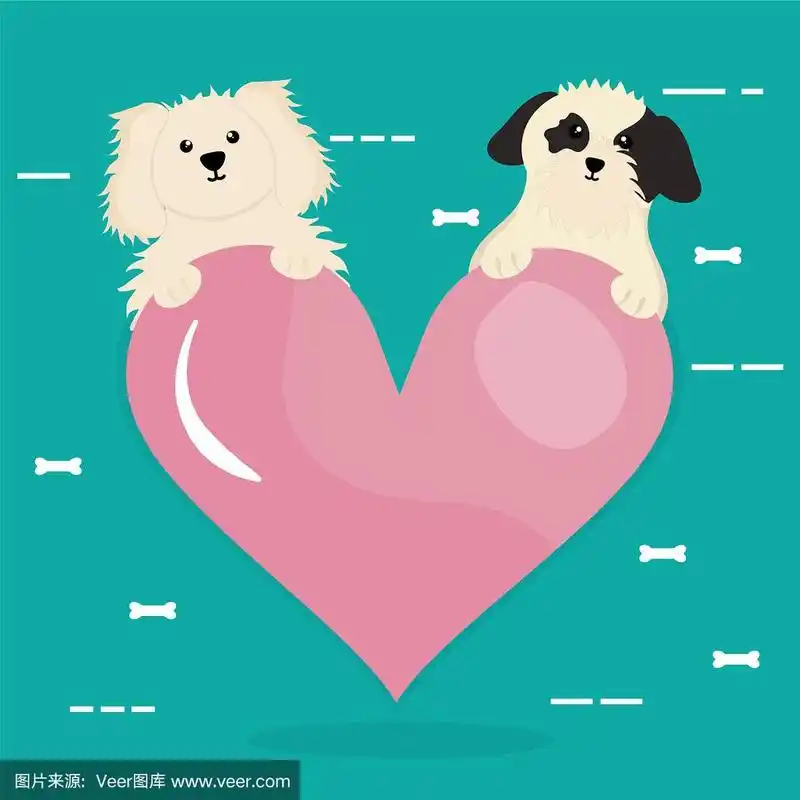 可爱的小狗和爱心吉祥物