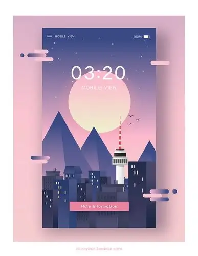 手绘自然风光风景闪屏h5设计ai矢量海报素材