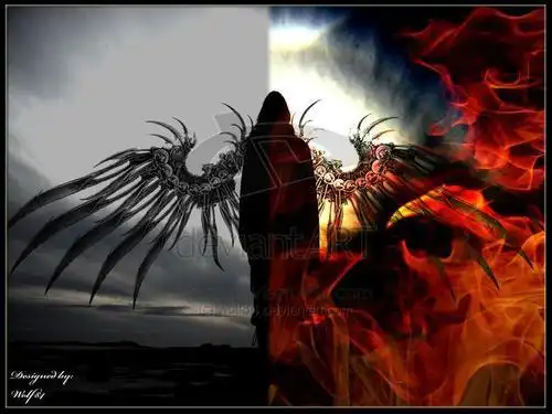 一半天使一半恶魔简笔画背影