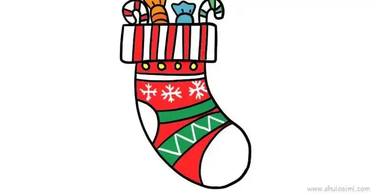 圣诞节袜子儿童画怎么画 圣诞节袜子简笔画简单