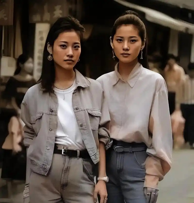 这是一组90年代的照片.主角的画像是几个女孩.