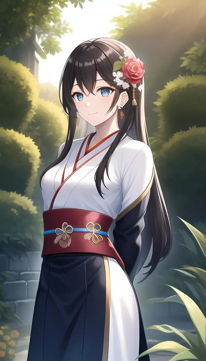 二次元汉服女孩 #二次元##ai绘画##古装#她身着一袭缕金纱,轻柔飘逸