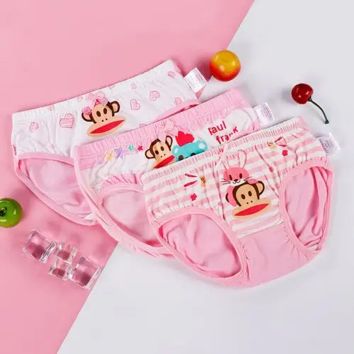 新款粉色童年 儿童舒适透气三条装女童内裤