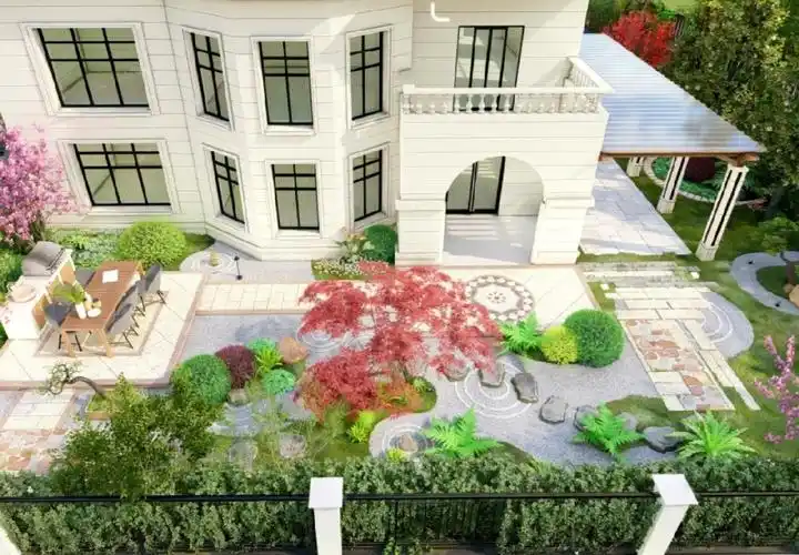 400㎡庭院造园,巧妙融合了欧式中式日式花园风格,美爆了!