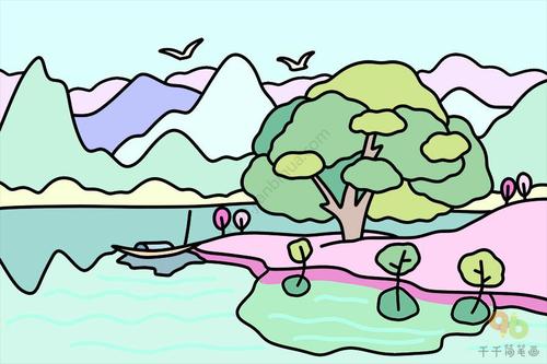 漂亮的山水简笔画